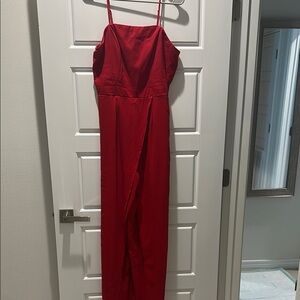 Elegant Red Spaghetti Strap jumpsuit